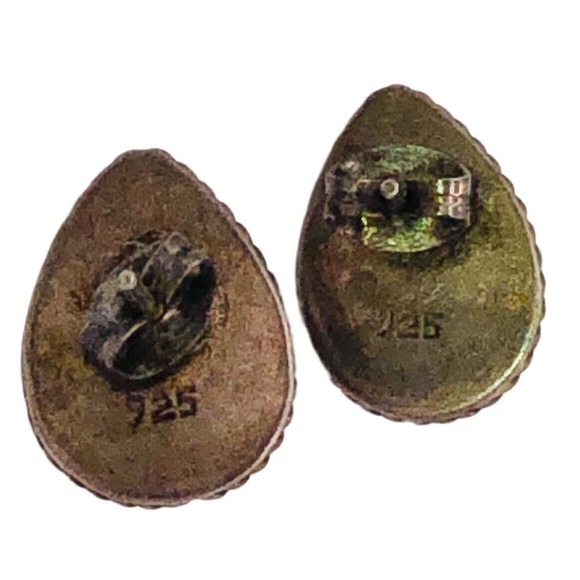 Sterling Silver Earrings Malachite Lapis Teardrop Eilat Stone 925 - Picture 3 of 7